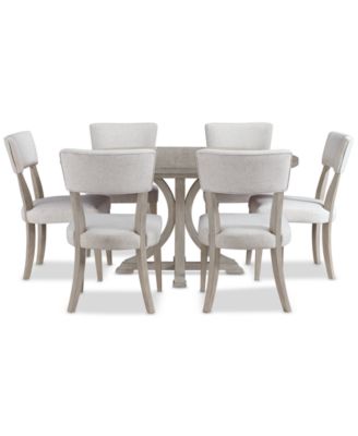 Sadie 7-Pc. Round Dining Set (Table & 6 Upholstered Side Chairs), Created for Macy's