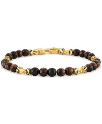 Red Tiger Eye Bead Bracelet in 14k Gold-Plated Sterling Silver, Created for Macy's