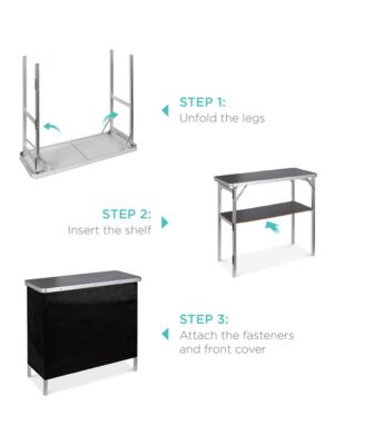 Portable Pop-Up Bar Table for Indoor/Outdoor, Party, Picnic w/ Carrying Case, Removable Skirt