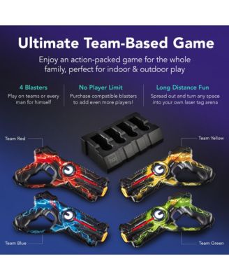 Set of 4 Rechargeable Laser Tag Blasters, No Vests Needed w/ Docking Station, 4 Settings