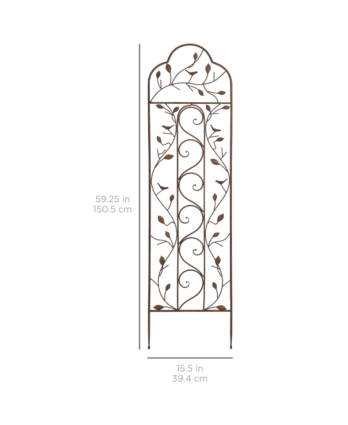 Best Choice Products 60x15in Iron Arched Garden Trellis Fence Panel w/ Branches, Birds for Climbing Plants -- Bronze