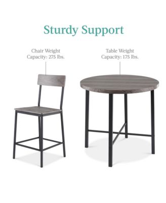 5-Piece Modern Round Counter Height Dining Set w/ 4 Chairs, 1.5in Thick Table