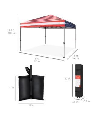 8x8ft Easy Setup Pop Up Canopy w/ 1-Button Setup, Wheeled Case, 4 Weight Bags