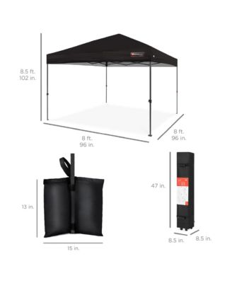 8x8ft Easy Setup Pop Up Canopy w/ 1-Button Setup, Wheeled Case, 4 Weight Bags