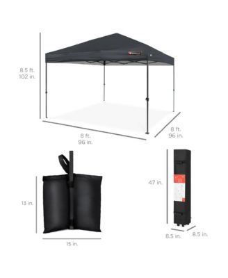 8x8ft Easy Setup Pop Up Canopy w/ 1-Button Setup, Wheeled Case, 4 Weight Bags