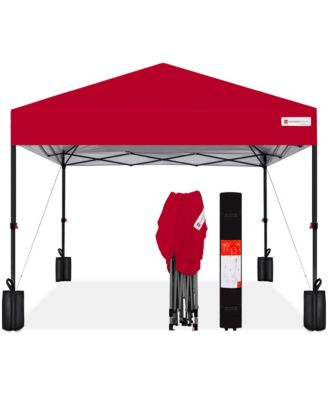 8x8ft Easy Setup Pop Up Canopy w/ 1-Button Setup, Wheeled Case, 4 Weight Bags