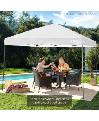8x8ft Easy Setup Pop Up Canopy w/ 1-Button Setup, Wheeled Case, 4 Weight Bags