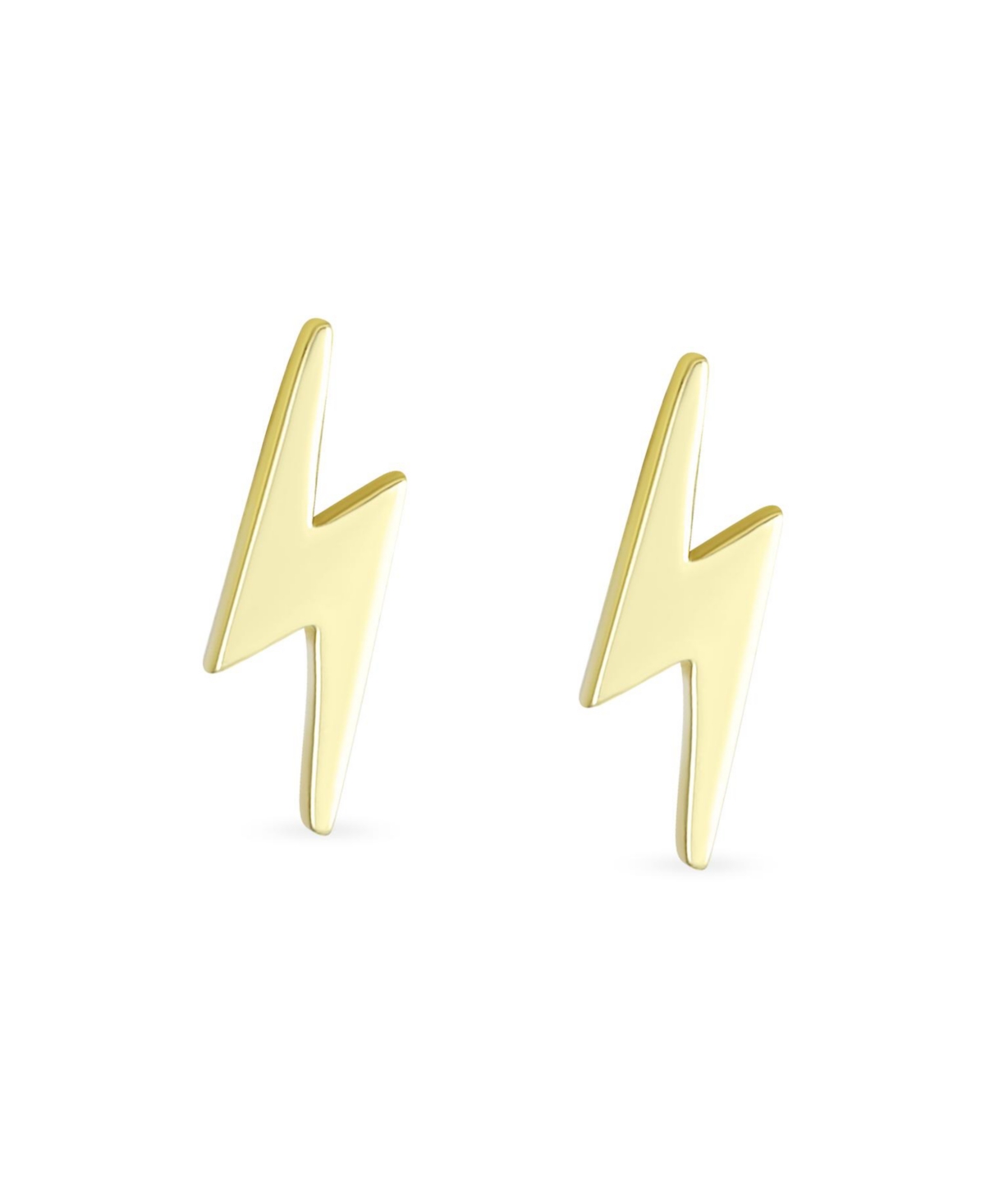 Bling Jewelry Teeny Tiny Minimalist Real 14K YellowCartilage Ear Lobe Piercing Daith Geometric Zig Zag Flash Lightning Bolt Stud Earrings for Wo