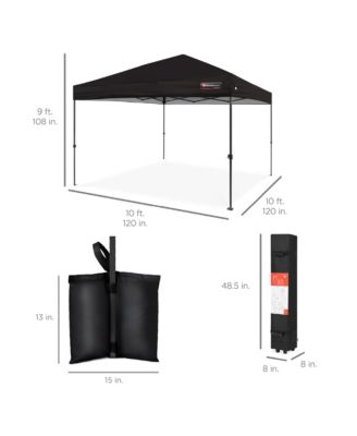 10x10ft Easy Setup Pop Up Canopy w/ 1-Button Setup, Wheeled Case, 4 Weight Bags