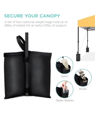 10x10ft Easy Setup Pop Up Canopy w/ 1-Button Setup, Wheeled Case, 4 Weight Bags