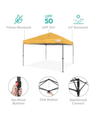 10x10ft Easy Setup Pop Up Canopy w/ 1-Button Setup, Wheeled Case, 4 Weight Bags