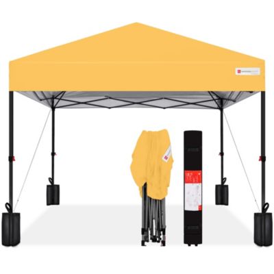 10x10ft Easy Setup Pop Up Canopy w/ 1-Button Setup, Wheeled Case, 4 Weight Bags