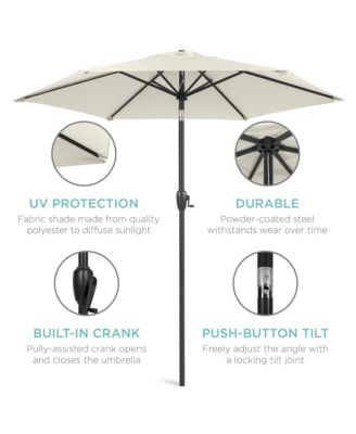 7.5ft Heavy-Duty Outdoor Market Patio Umbrella w/ Push Button Tilt, Easy Crank