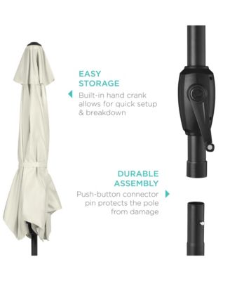7.5ft Heavy-Duty Outdoor Market Patio Umbrella w/ Push Button Tilt, Easy Crank