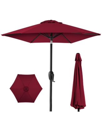 7.5Feet Heavy-Duty Outdoor Market Patio Umbrella With Push Button Tilt, Easy Crank