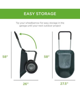 Dual-Wheel Home Wheelbarrow Yard Garden Cart for Lawn, Construction