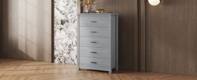 Streamdale Retro American Country Wooden Dresser with 5 Drawers for Storage