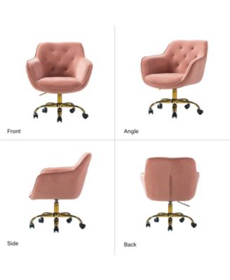 Modern Cute Tufted Office Chair with Gold Base for Living Room, Bedroom