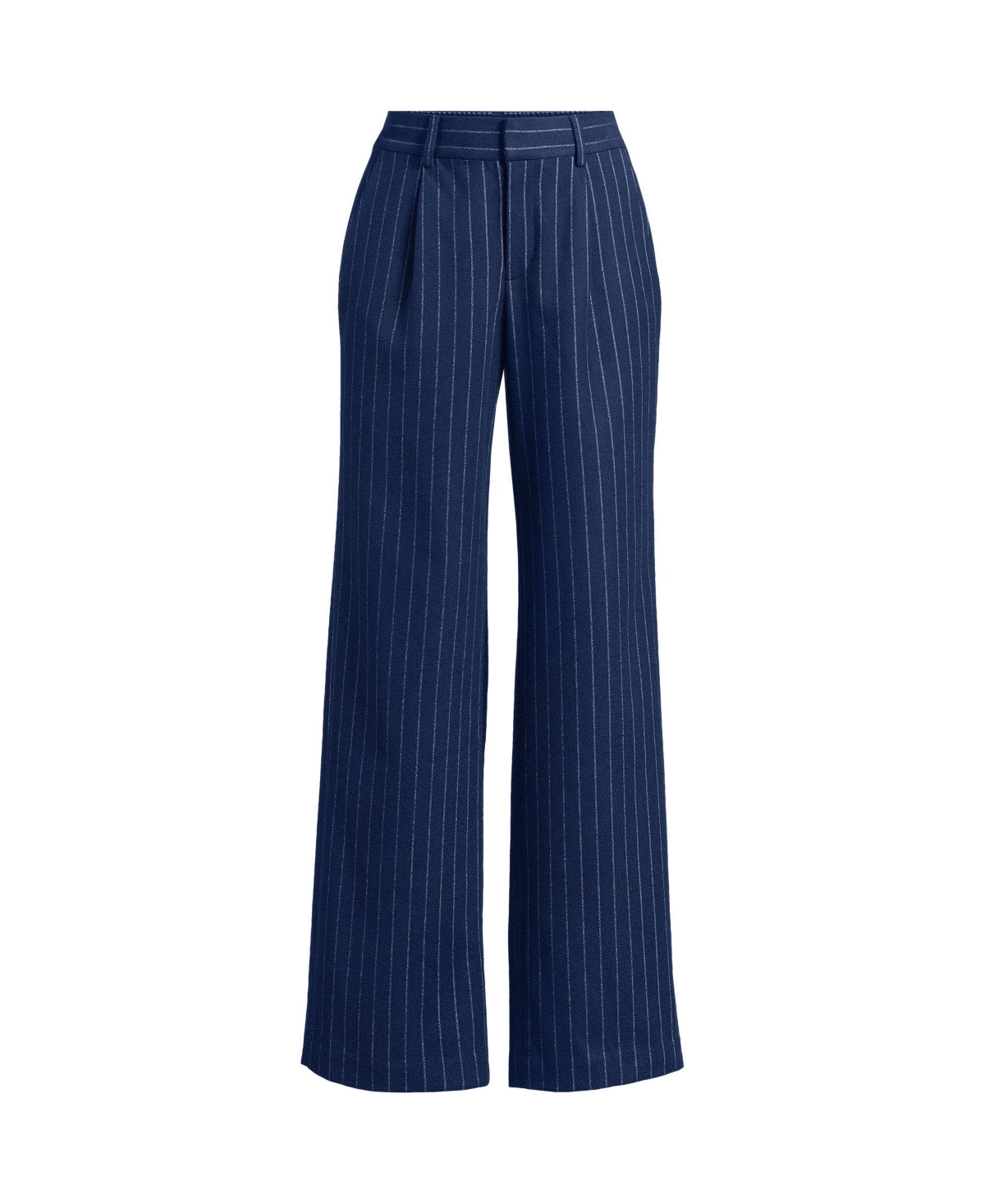 Lands' End Women's Petite Brushed Flannel High Rise Pleated Wide Leg Pants