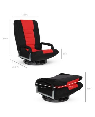 360-Degree Swivel Gaming Floor Chair w/ Armrest Handles, Foldable Adjustable Back