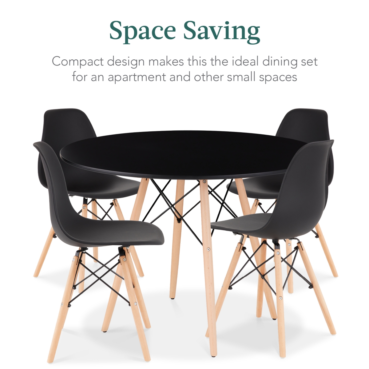 Best Choice Products 5-Piece Compact Mid-Century Modern Dining Set w/ 4 Chairs, Wooden Legs -oak