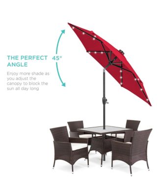 7.5ft Outdoor Solar Patio Umbrella for Deck, Pool w/ Tilt, Crank, LED Lights