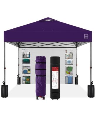 10x10Ft Easy Setup Pop-Up Canopy Tent with Side Wall, 1-Button Push, and Carrying Case