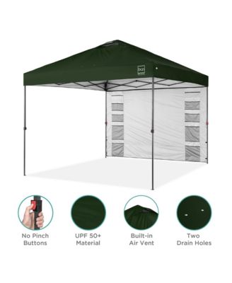 10x10Ft Easy Setup Pop-Up Canopy Tent with Side Wall, 1-Button Push, and Carrying Case