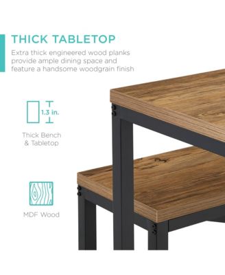 45.5in 3-Piece Bench Style Dining Furniture Set, 4-Person Dinette w/ 2 Benches, Table