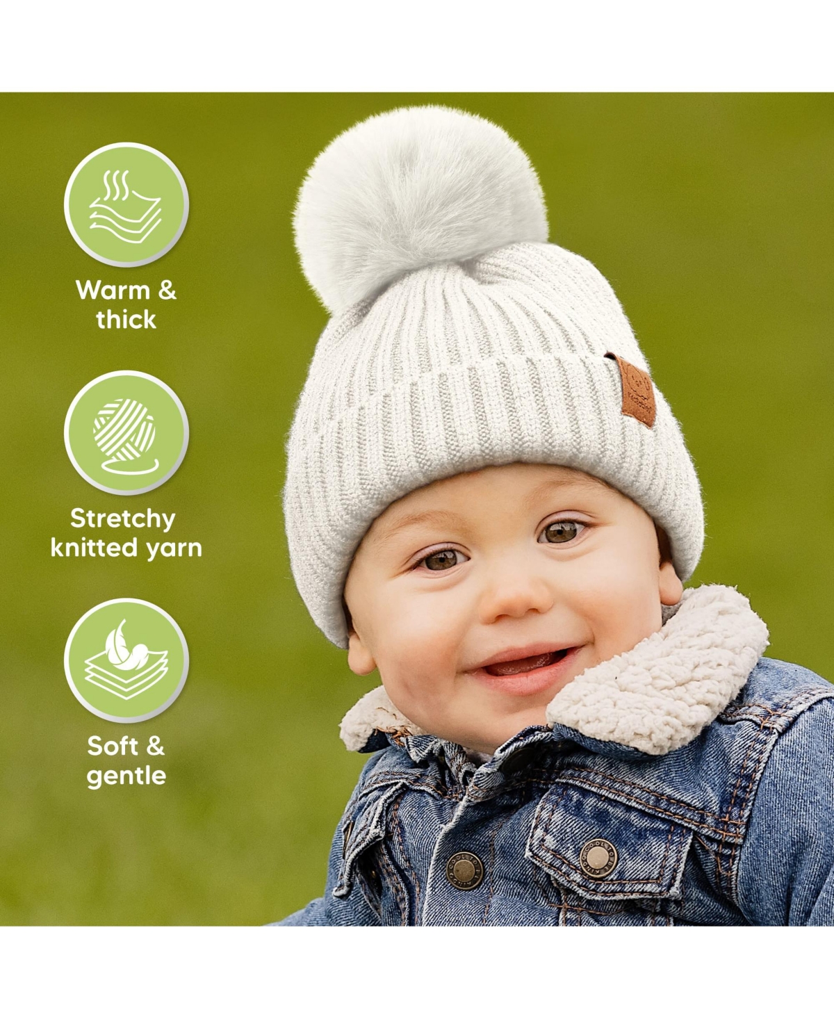 KeaBabies 2pk Baby Hats, Baby Beanies, Newborn Hats for Baby Girls, Boys, Baby Winter Hat, 0-6 Months Infant Hat