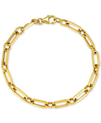 Polished & Twist Paperclip Link Chain Bracelet in 14k Gold