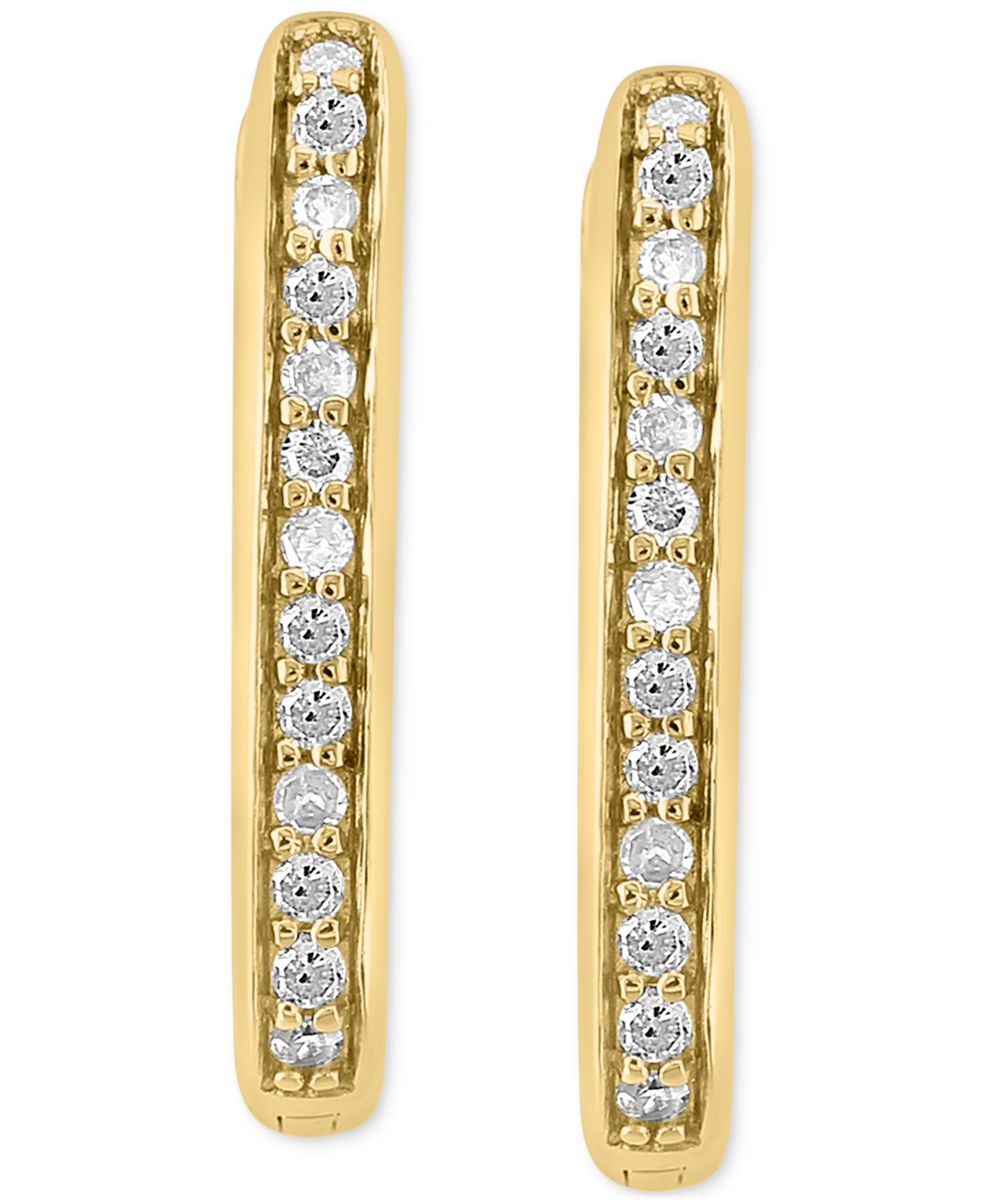 Effy Collection Effy Diamond Oval Hoop Earrings (1/6 Ct. T.w.) In Gold-plated Sterling Silver In Gold-plated Sterling Silver