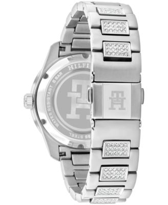 Women's Quartz Silver-Tone Stainless Steel with Crystals Bracelet Watch 36mm