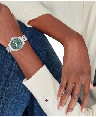 Women's Quartz Silver-Tone Stainless Steel with Crystals Bracelet Watch 36mm