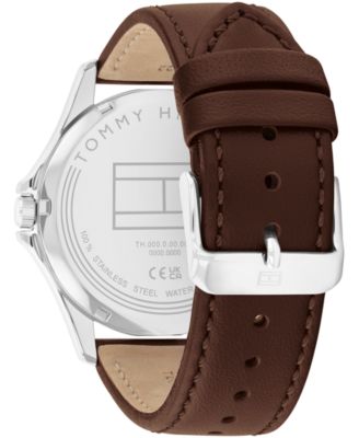 Men's Quartz Brown Leather Strap Watch 42mm