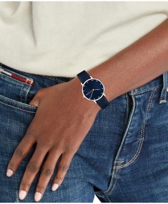 Women's Quartz Navy Leather Strap Watch 35mm