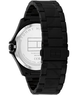 Men's Quartz Ionic Plated Black Stainless Steel Bracelet Watch 42mm