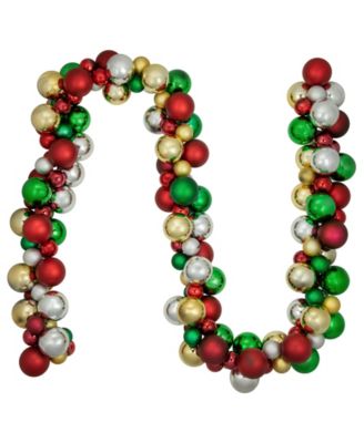 6' Traditional Colors 2 - Finish Shatterproof Ball Christmas Garland