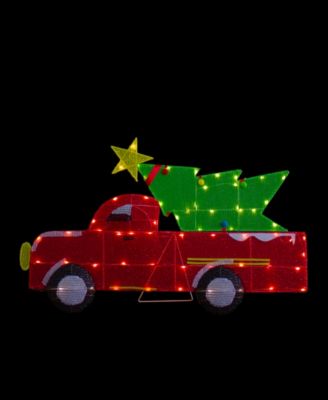 36" LED Lighted Truck with Christmas Tree Outdoor Decoration
