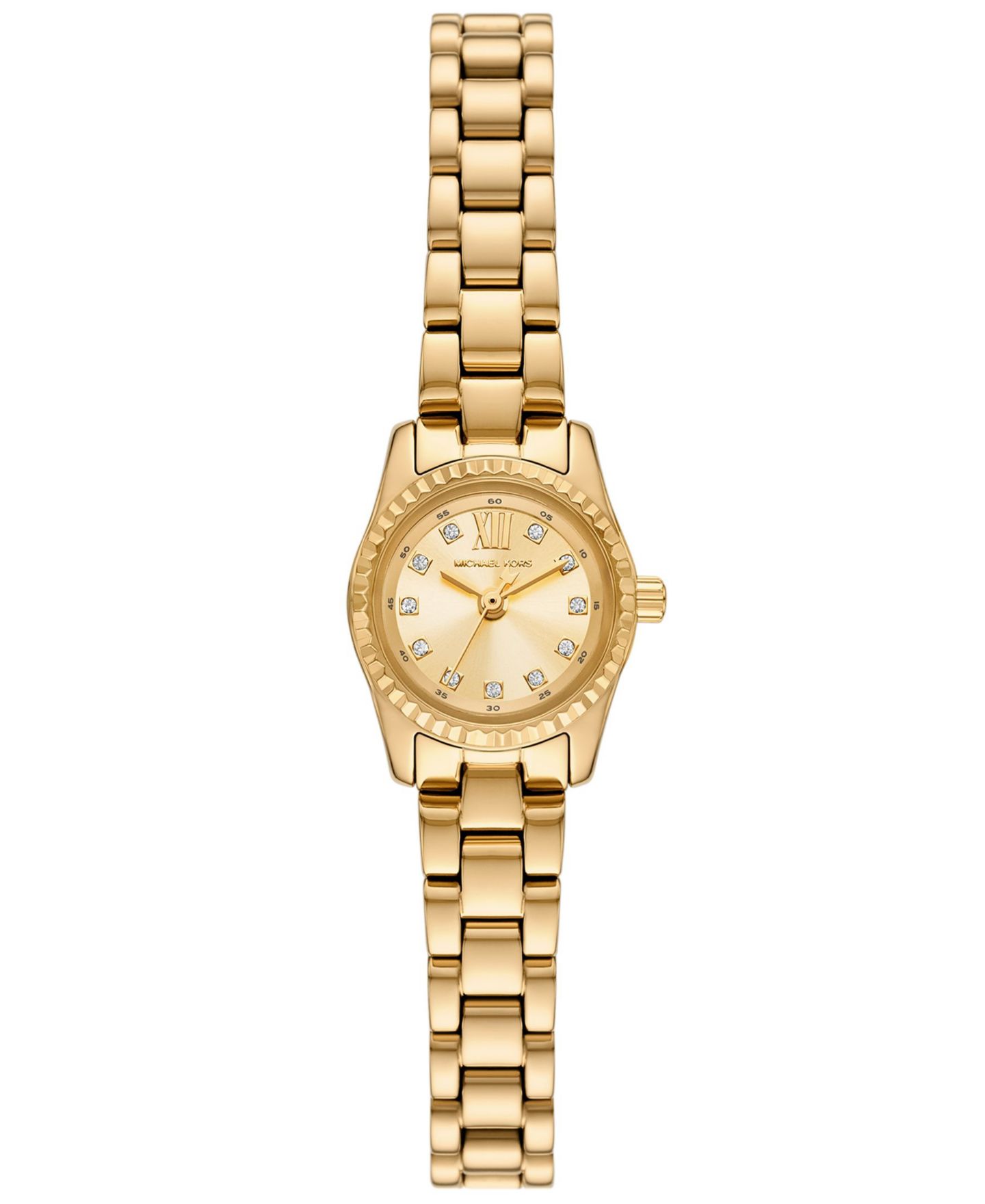 Женские часы Michael Kors Lexington Three-Hand Gold-Tone Stainless Steel Watch 19mm — фото 1