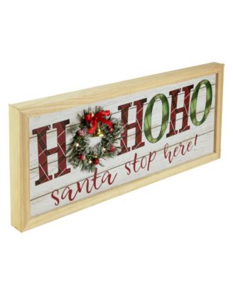 19.75" LED Lighted Plaid Wooden Christmas Wall Sign