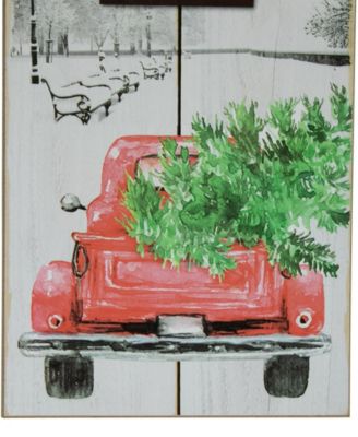 31.75" LED Lighted Welcome Sign with Truck Christmas Sign