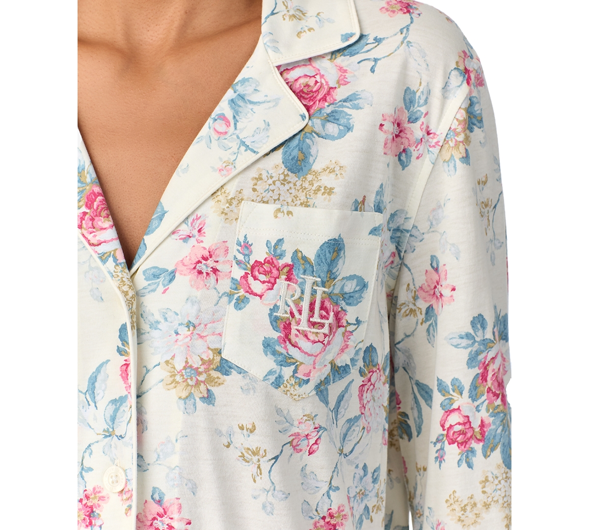 Lauren Ralph Lauren Women's Floral Notched-Collar Pajama Set