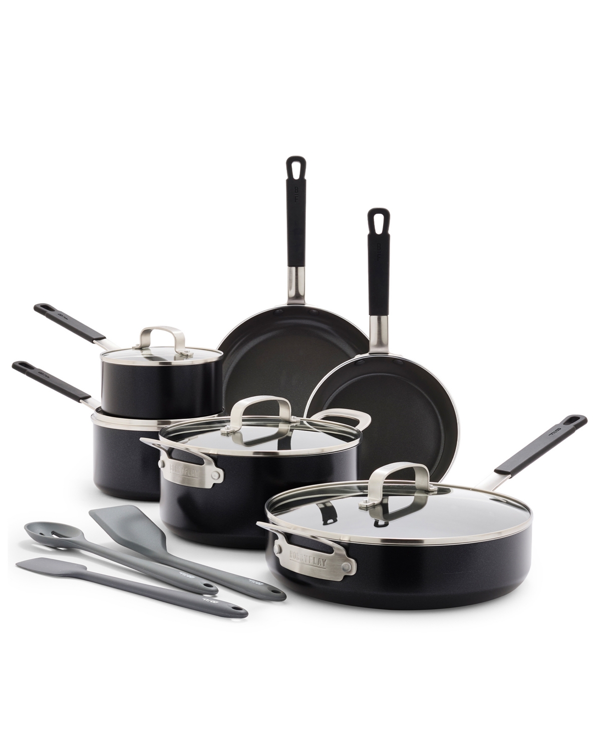 Greenpan X Bobby Flay Professional Grade Ceramic Nonstick 13-piece Cookware Set In Black