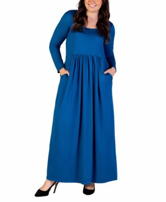 Plus Size Long Sleeve Maxi Dress with Pockets
