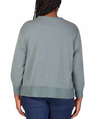 Plus Size Relaxed Fit Rib Knit V-Neck Top