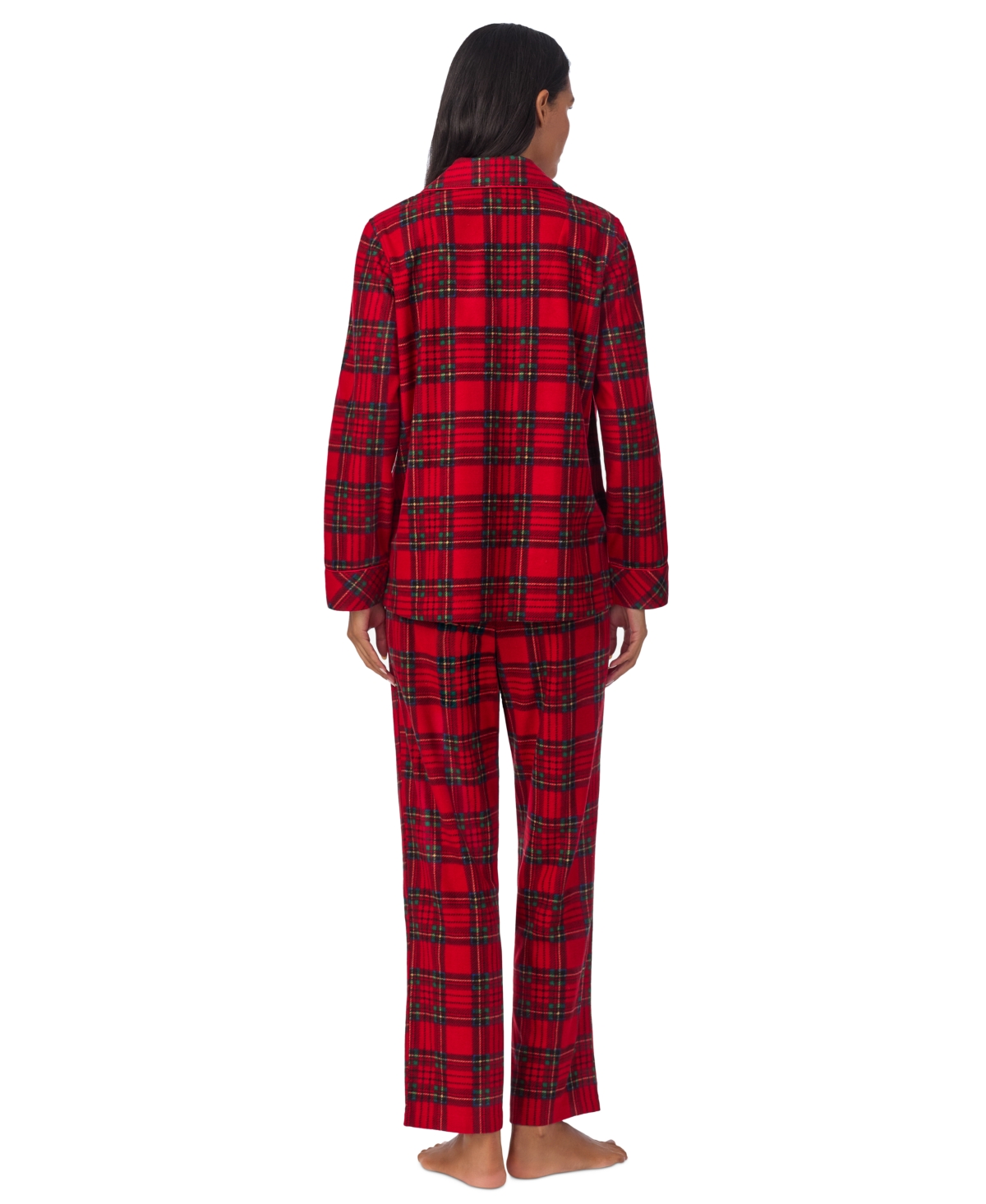 Ralph Lauren Women's Printed Notched-collar Pajama Set In Red Plaid
