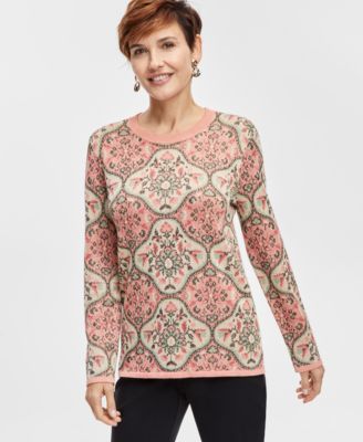 Women s Printed Jacquard Sweater Created for Macy s