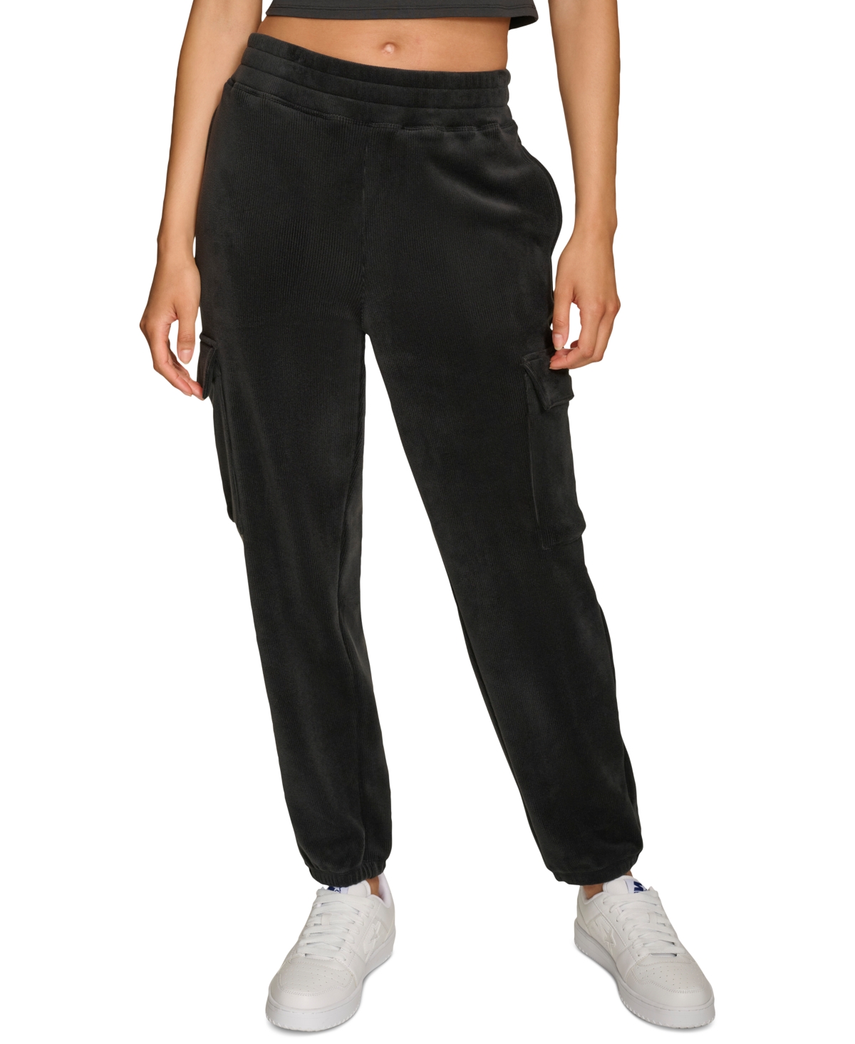 Women's Tech Cord Pull-On Jogger Cargo Pants - Black