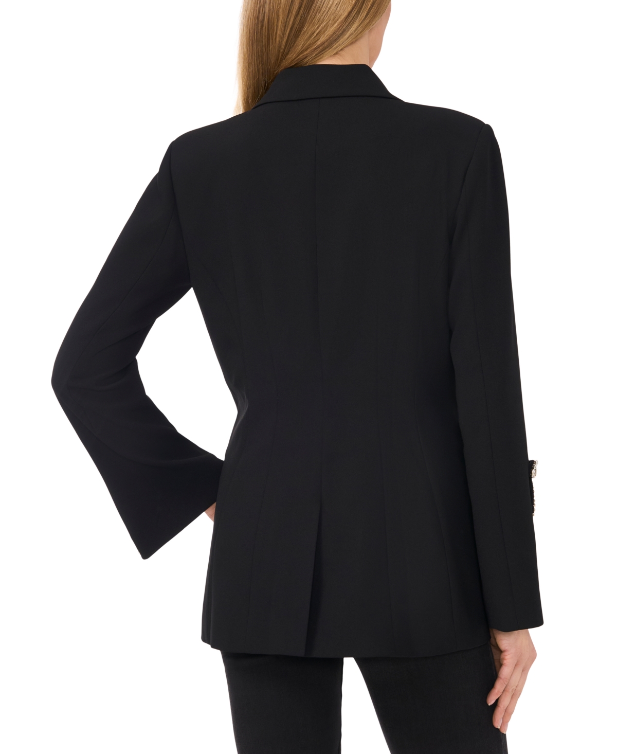CeCe Women's Rhinestone Bow Sleeve One-Button Blazer